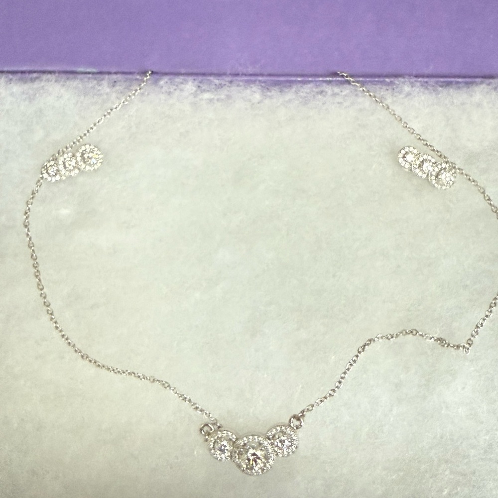 Landau Silver Necklace and Earring Set with Crystal Accents